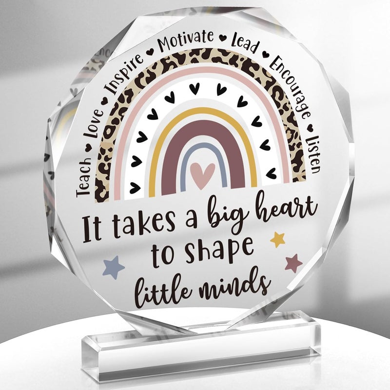 Perthlin Acrylic Teacher Appreciation Gifts for Women Teacher Christmas Gifts Thank You Teachers Gift from Student Retirement Present for Office Desk Paperweight Keepsake Decor(Nonagon Rainbow) - Image 1